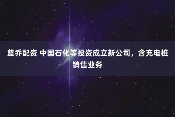 蓝乔配资 中国石化等投资成立新公司，含充电桩销售业务